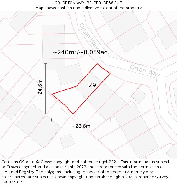 29, ORTON WAY, BELPER, DE56 1UB: Plot and title map