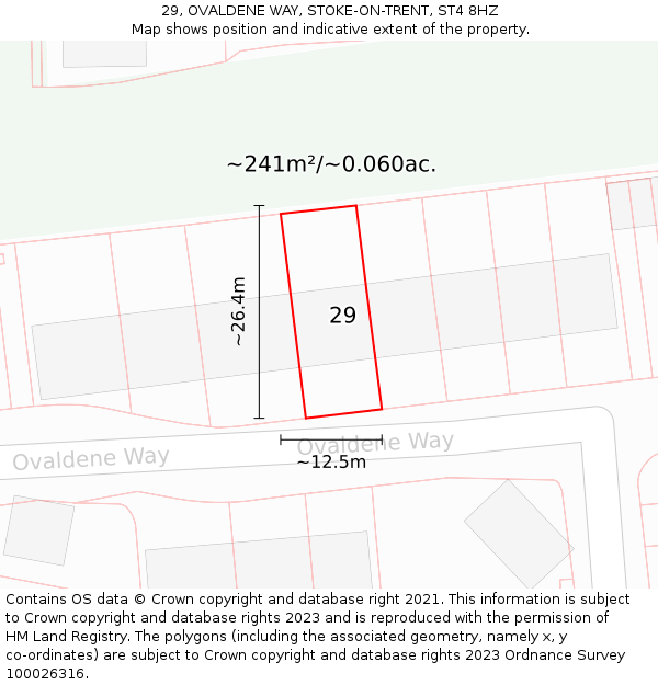 29, OVALDENE WAY, STOKE-ON-TRENT, ST4 8HZ: Plot and title map