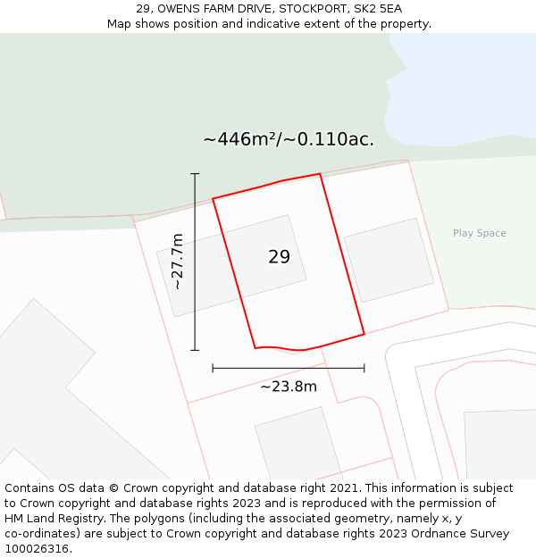 29, OWENS FARM DRIVE, STOCKPORT, SK2 5EA: Plot and title map