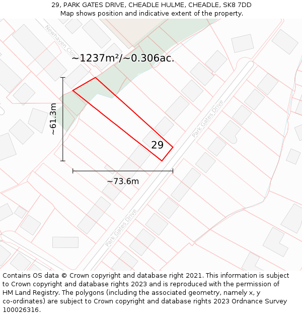 29, PARK GATES DRIVE, CHEADLE HULME, CHEADLE, SK8 7DD: Plot and title map