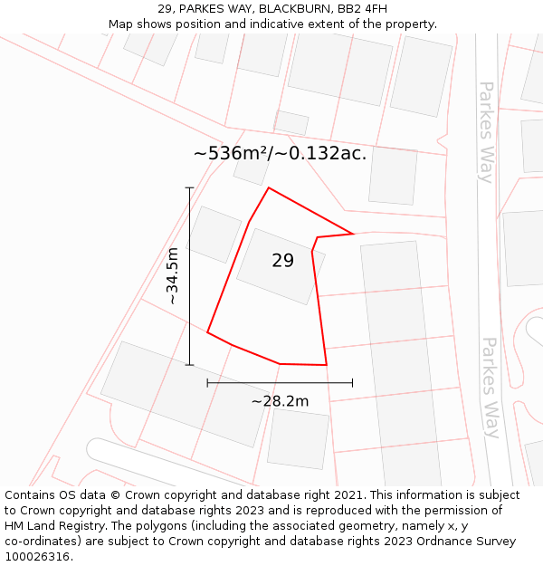 29, PARKES WAY, BLACKBURN, BB2 4FH: Plot and title map