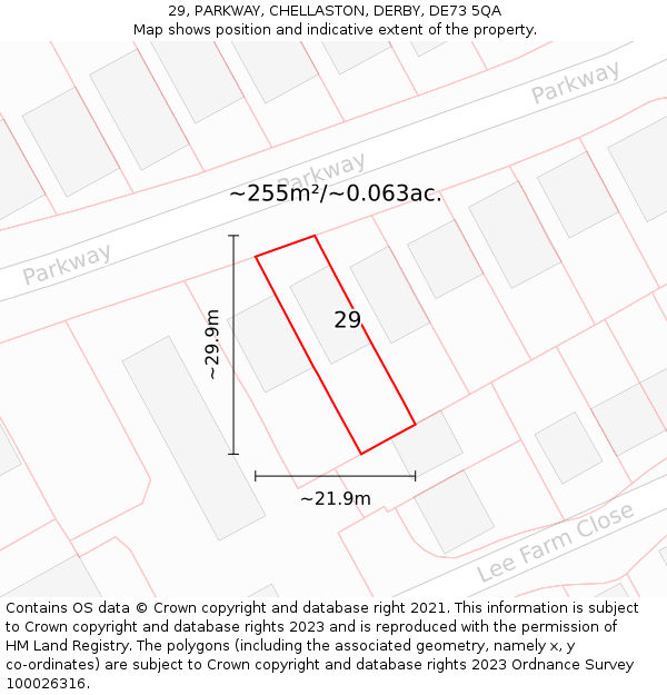 29, PARKWAY, CHELLASTON, DERBY, DE73 5QA: Plot and title map