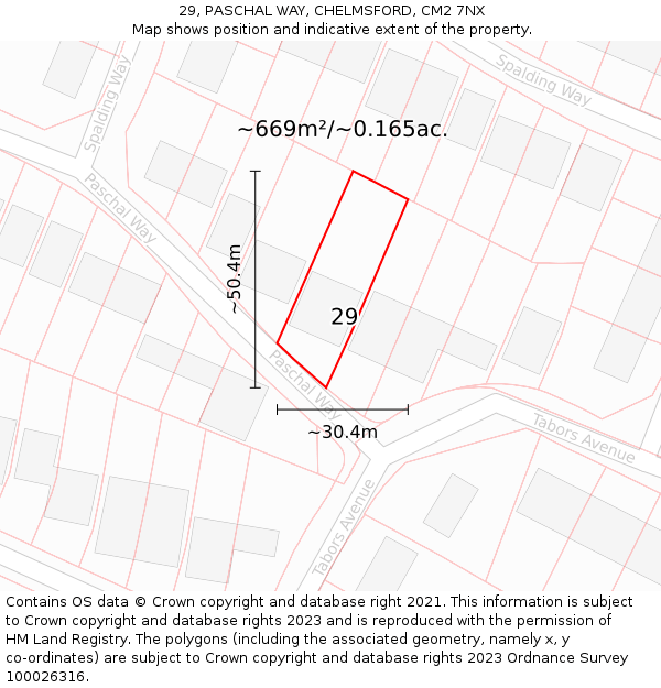 29, PASCHAL WAY, CHELMSFORD, CM2 7NX: Plot and title map