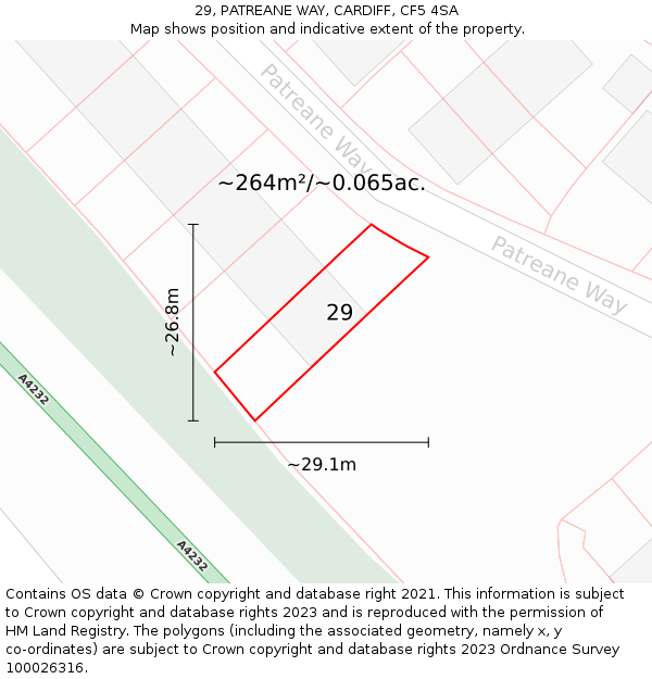 29, PATREANE WAY, CARDIFF, CF5 4SA: Plot and title map