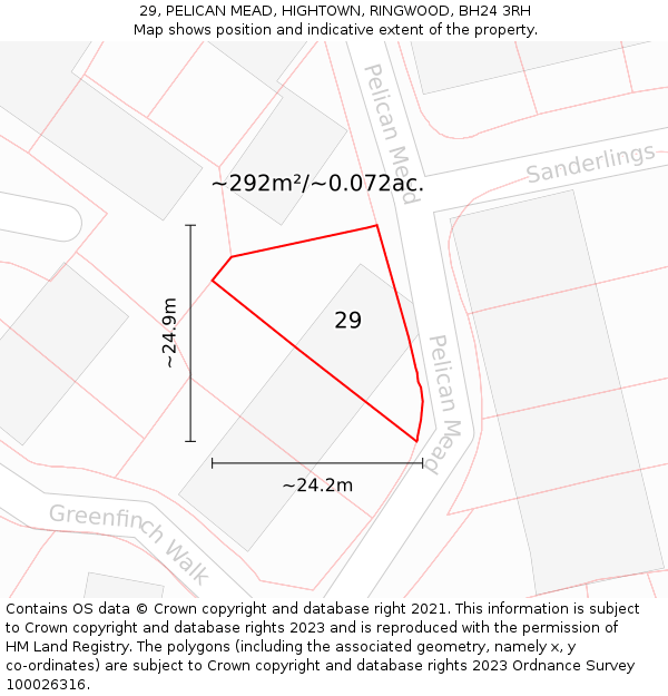 29, PELICAN MEAD, HIGHTOWN, RINGWOOD, BH24 3RH: Plot and title map