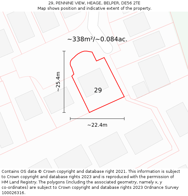 29, PENNINE VIEW, HEAGE, BELPER, DE56 2TE: Plot and title map