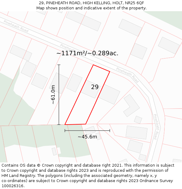 29, PINEHEATH ROAD, HIGH KELLING, HOLT, NR25 6QF: Plot and title map