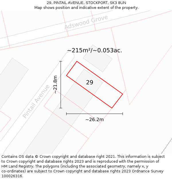 29, PINTAIL AVENUE, STOCKPORT, SK3 8UN: Plot and title map