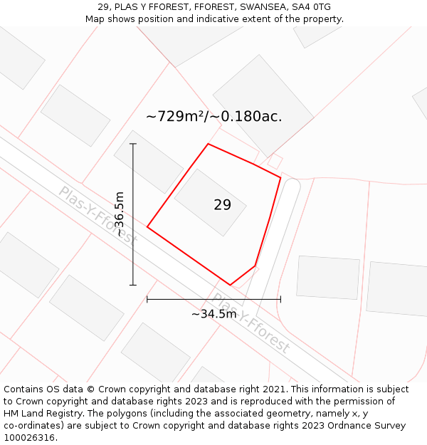 29, PLAS Y FFOREST, FFOREST, SWANSEA, SA4 0TG: Plot and title map