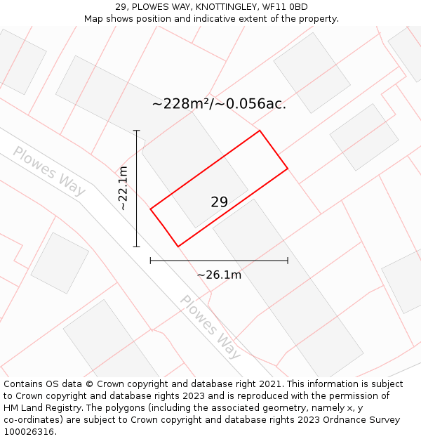 29, PLOWES WAY, KNOTTINGLEY, WF11 0BD: Plot and title map