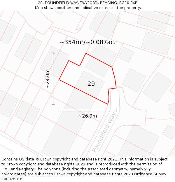 29, POUNDFIELD WAY, TWYFORD, READING, RG10 0XR: Plot and title map