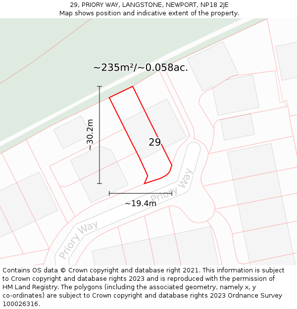 29, PRIORY WAY, LANGSTONE, NEWPORT, NP18 2JE: Plot and title map