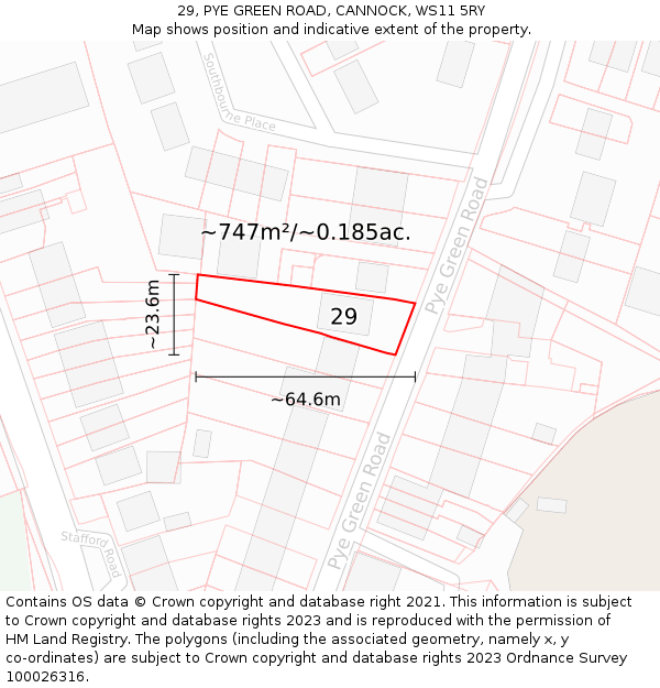 29, PYE GREEN ROAD, CANNOCK, WS11 5RY: Plot and title map