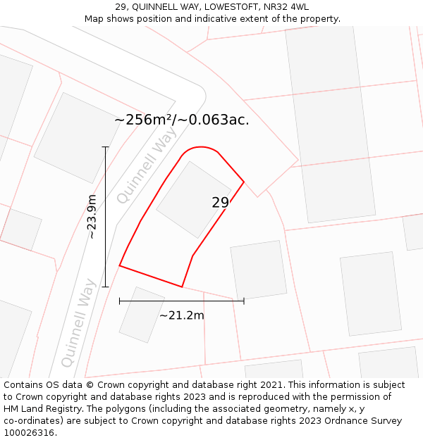 29, QUINNELL WAY, LOWESTOFT, NR32 4WL: Plot and title map