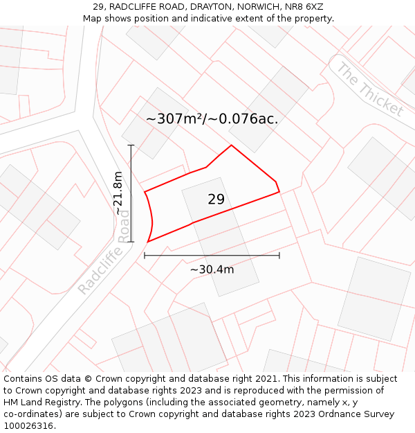 29, RADCLIFFE ROAD, DRAYTON, NORWICH, NR8 6XZ: Plot and title map