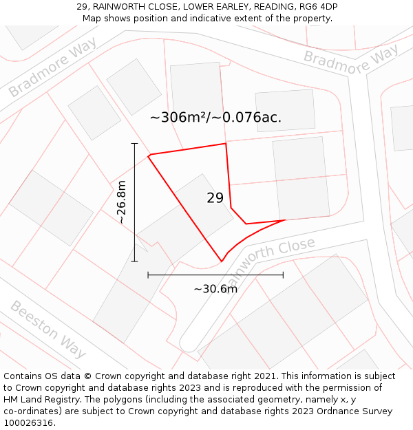29, RAINWORTH CLOSE, LOWER EARLEY, READING, RG6 4DP: Plot and title map