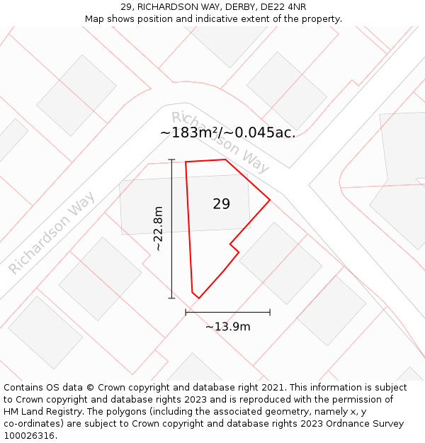 29, RICHARDSON WAY, DERBY, DE22 4NR: Plot and title map