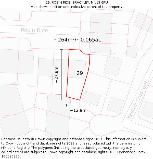 29, ROBIN RIDE, BRACKLEY, NN13 6PU: Plot and title map