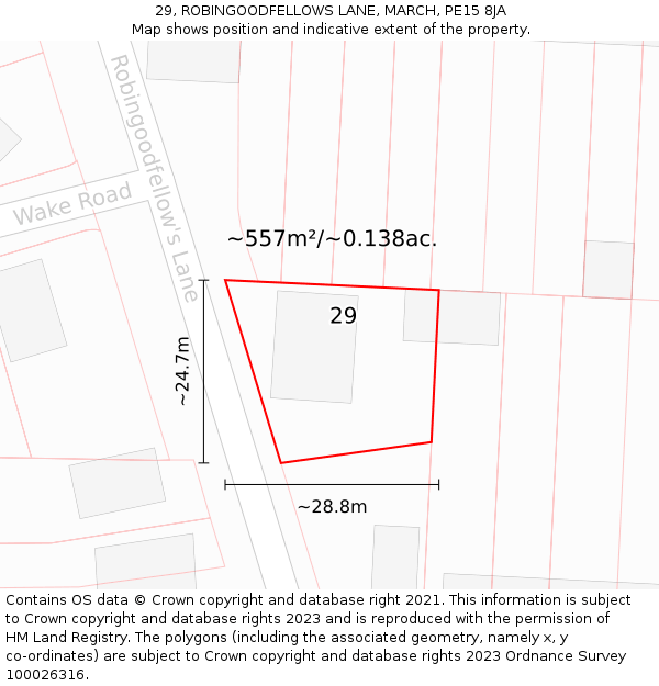 29, ROBINGOODFELLOWS LANE, MARCH, PE15 8JA: Plot and title map