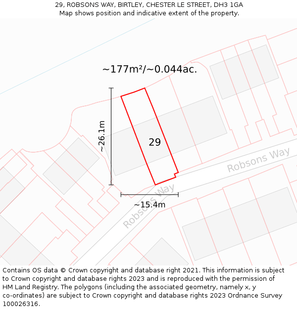 29, ROBSONS WAY, BIRTLEY, CHESTER LE STREET, DH3 1GA: Plot and title map