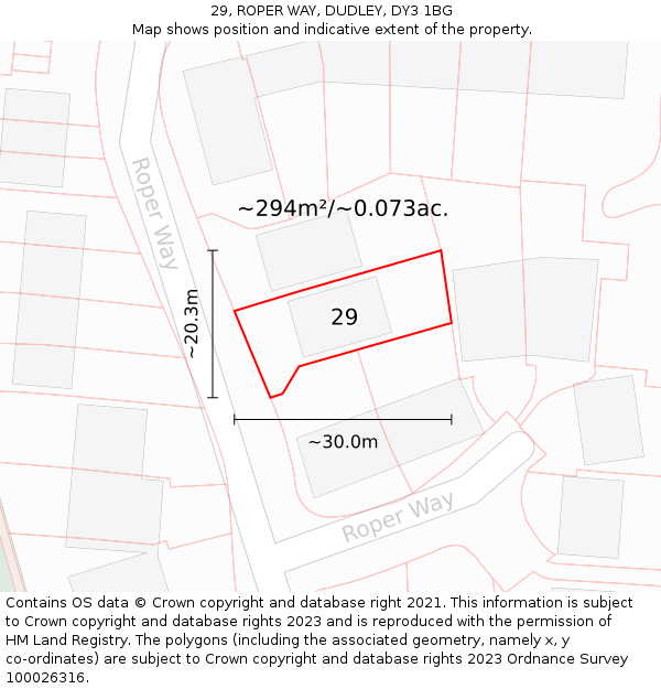 29, ROPER WAY, DUDLEY, DY3 1BG: Plot and title map