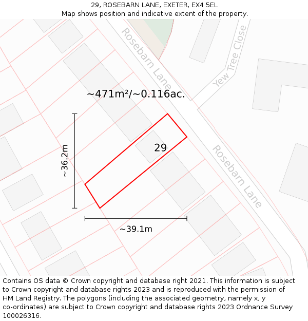 29, ROSEBARN LANE, EXETER, EX4 5EL: Plot and title map