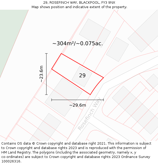 29, ROSEFINCH WAY, BLACKPOOL, FY3 9NX: Plot and title map