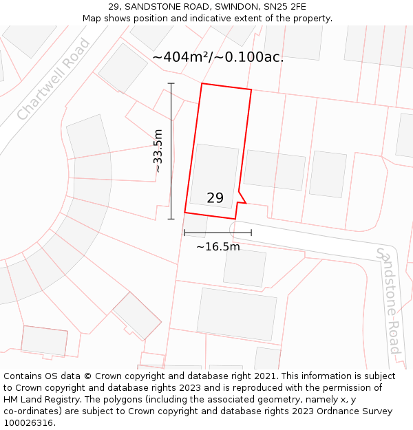 29, SANDSTONE ROAD, SWINDON, SN25 2FE: Plot and title map