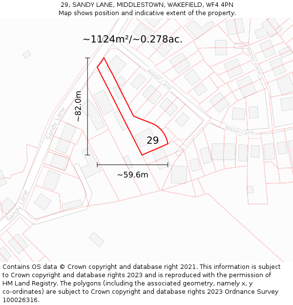 29, SANDY LANE, MIDDLESTOWN, WAKEFIELD, WF4 4PN: Plot and title map