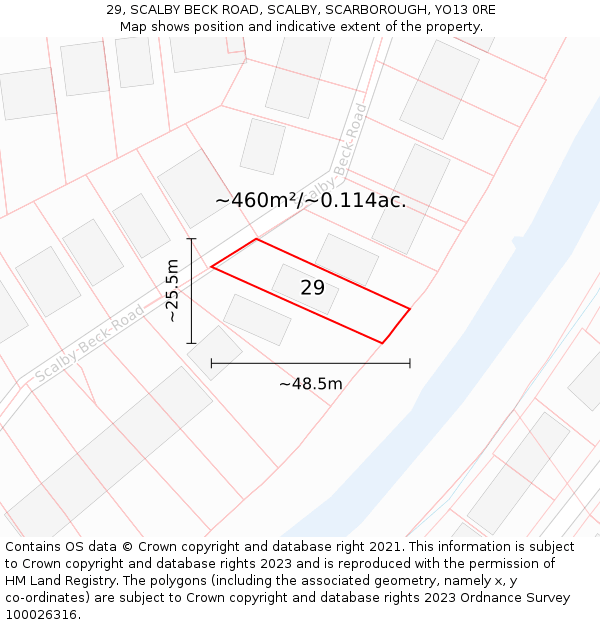 29, SCALBY BECK ROAD, SCALBY, SCARBOROUGH, YO13 0RE: Plot and title map