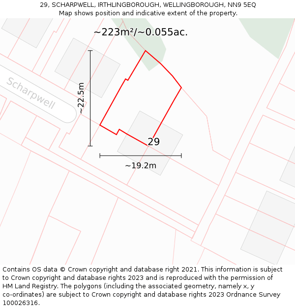 29, SCHARPWELL, IRTHLINGBOROUGH, WELLINGBOROUGH, NN9 5EQ: Plot and title map