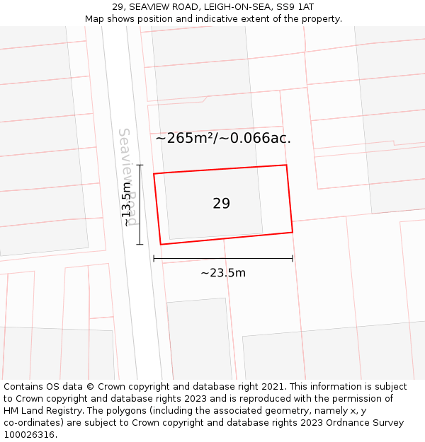 29, SEAVIEW ROAD, LEIGH-ON-SEA, SS9 1AT: Plot and title map