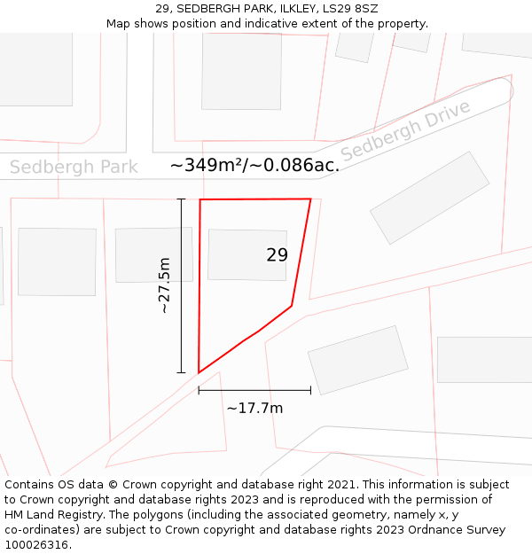 29, SEDBERGH PARK, ILKLEY, LS29 8SZ: Plot and title map