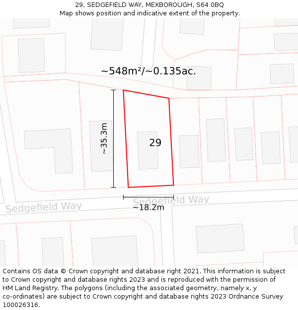 29, SEDGEFIELD WAY, MEXBOROUGH, S64 0BQ: Plot and title map