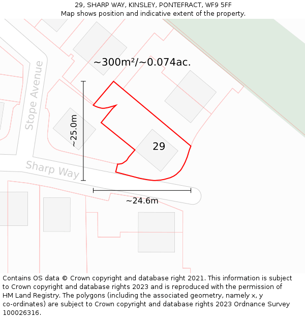 29, SHARP WAY, KINSLEY, PONTEFRACT, WF9 5FF: Plot and title map