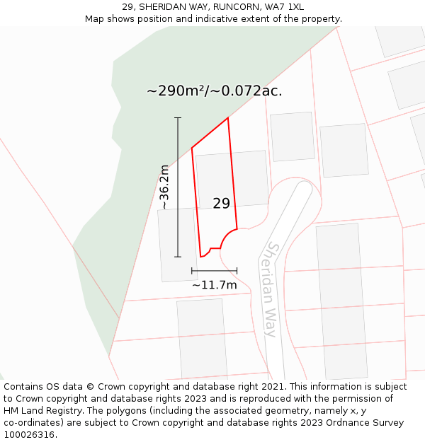 29, SHERIDAN WAY, RUNCORN, WA7 1XL: Plot and title map