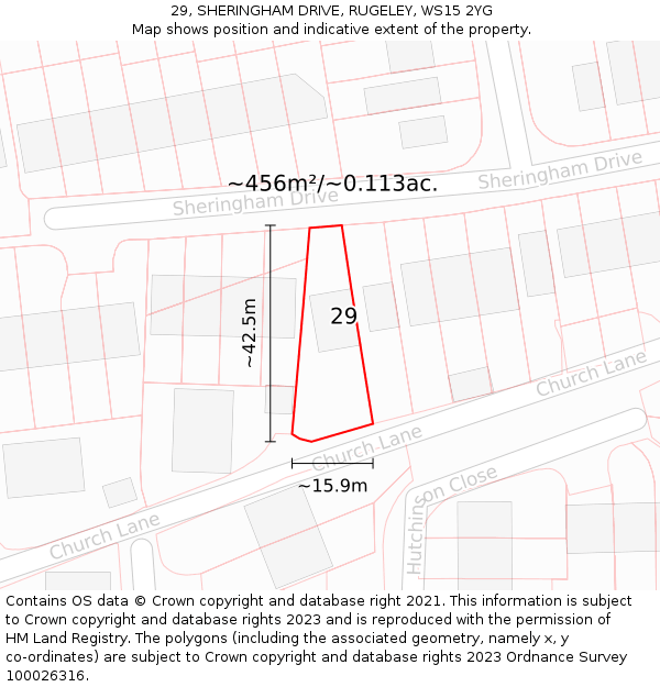 29, SHERINGHAM DRIVE, RUGELEY, WS15 2YG: Plot and title map