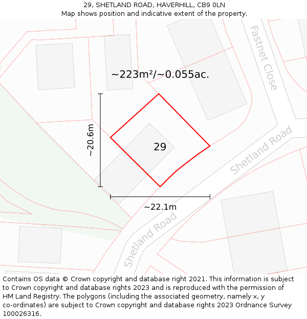 29, SHETLAND ROAD, HAVERHILL, CB9 0LN: Plot and title map