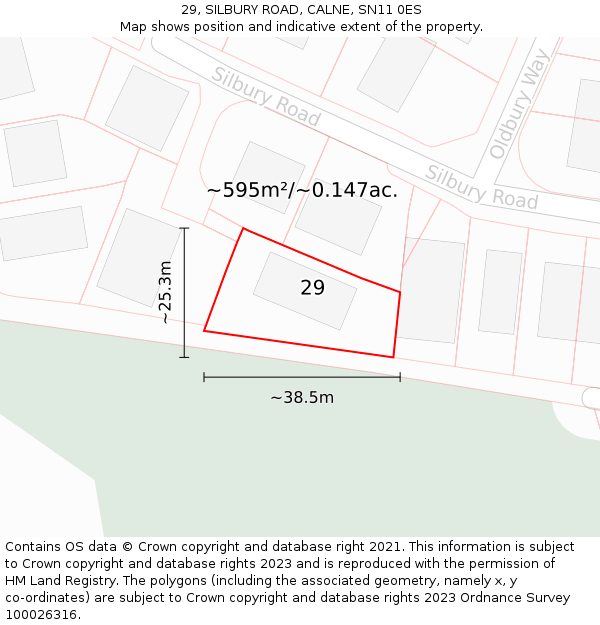 29, SILBURY ROAD, CALNE, SN11 0ES: Plot and title map