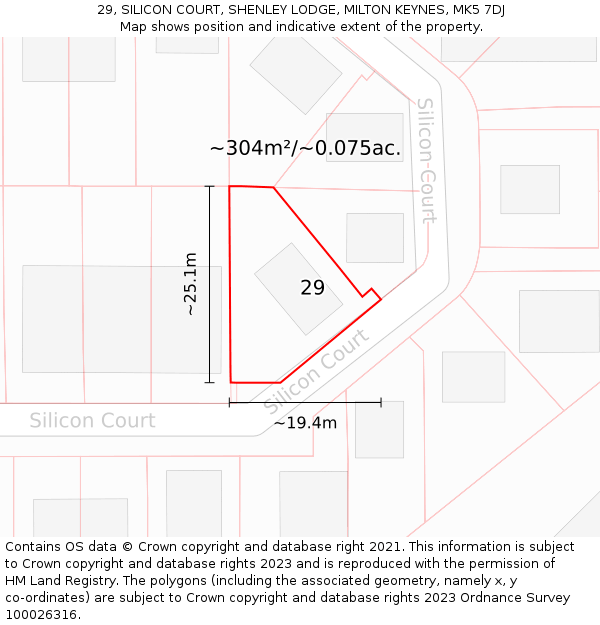 29, SILICON COURT, SHENLEY LODGE, MILTON KEYNES, MK5 7DJ: Plot and title map