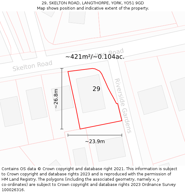 29, SKELTON ROAD, LANGTHORPE, YORK, YO51 9GD: Plot and title map