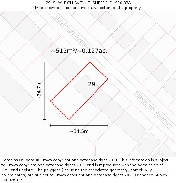 29, SLAYLEIGH AVENUE, SHEFFIELD, S10 3RA: Plot and title map