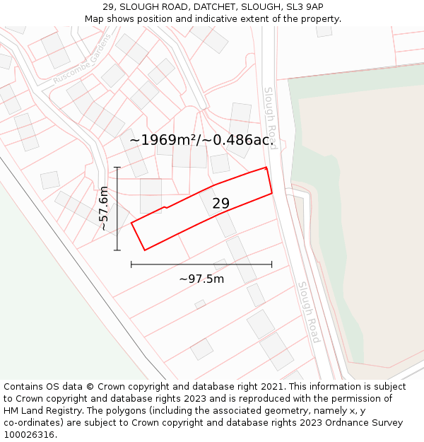 29, SLOUGH ROAD, DATCHET, SLOUGH, SL3 9AP: Plot and title map