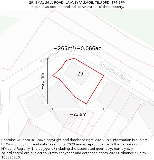 29, SMALLHILL ROAD, LAWLEY VILLAGE, TELFORD, TF4 2FW: Plot and title map