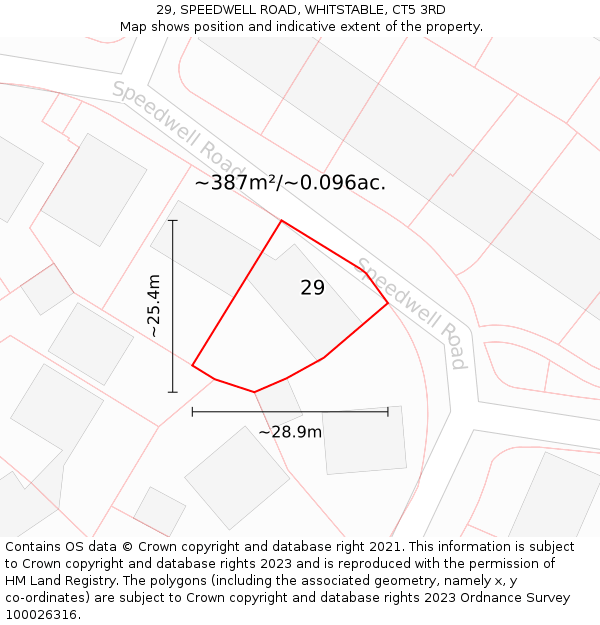 29, SPEEDWELL ROAD, WHITSTABLE, CT5 3RD: Plot and title map