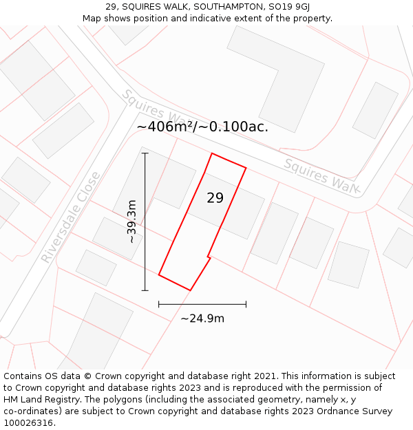 29, SQUIRES WALK, SOUTHAMPTON, SO19 9GJ: Plot and title map