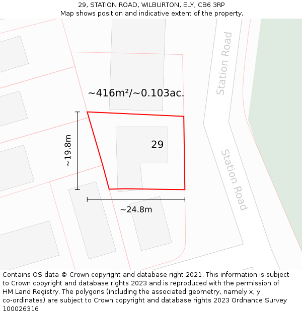 29, STATION ROAD, WILBURTON, ELY, CB6 3RP: Plot and title map