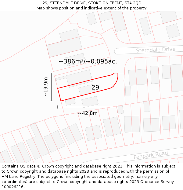 29, STERNDALE DRIVE, STOKE-ON-TRENT, ST4 2QD: Plot and title map