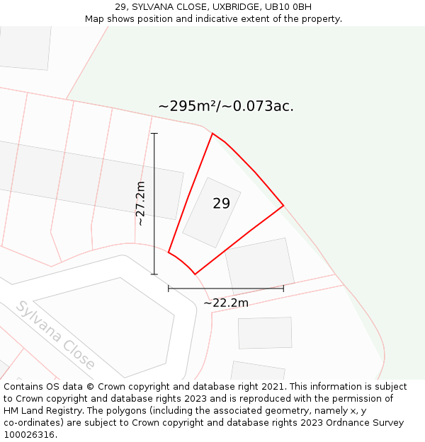 29, SYLVANA CLOSE, UXBRIDGE, UB10 0BH: Plot and title map