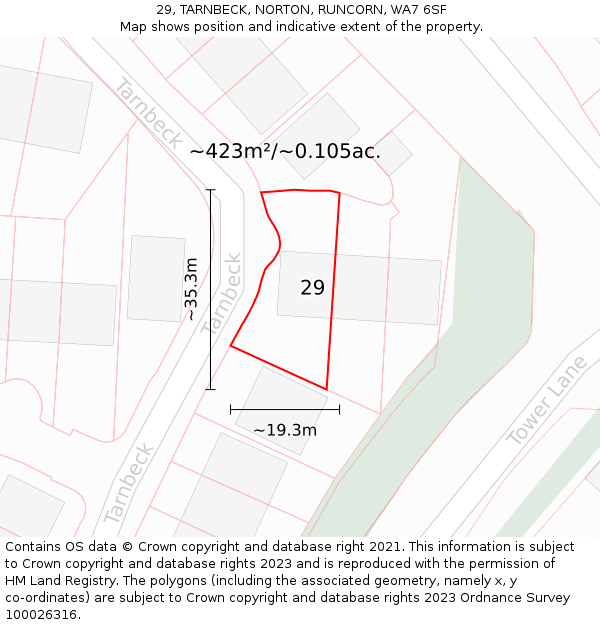 29, TARNBECK, NORTON, RUNCORN, WA7 6SF: Plot and title map